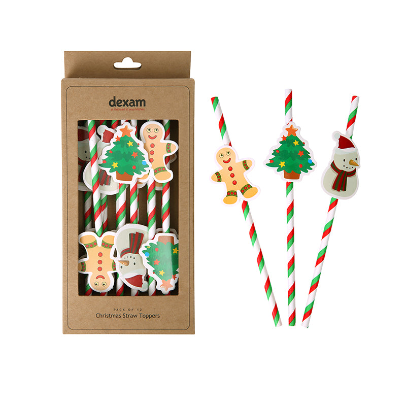 Dexam Pack of 12 Christmas Straw Toppers