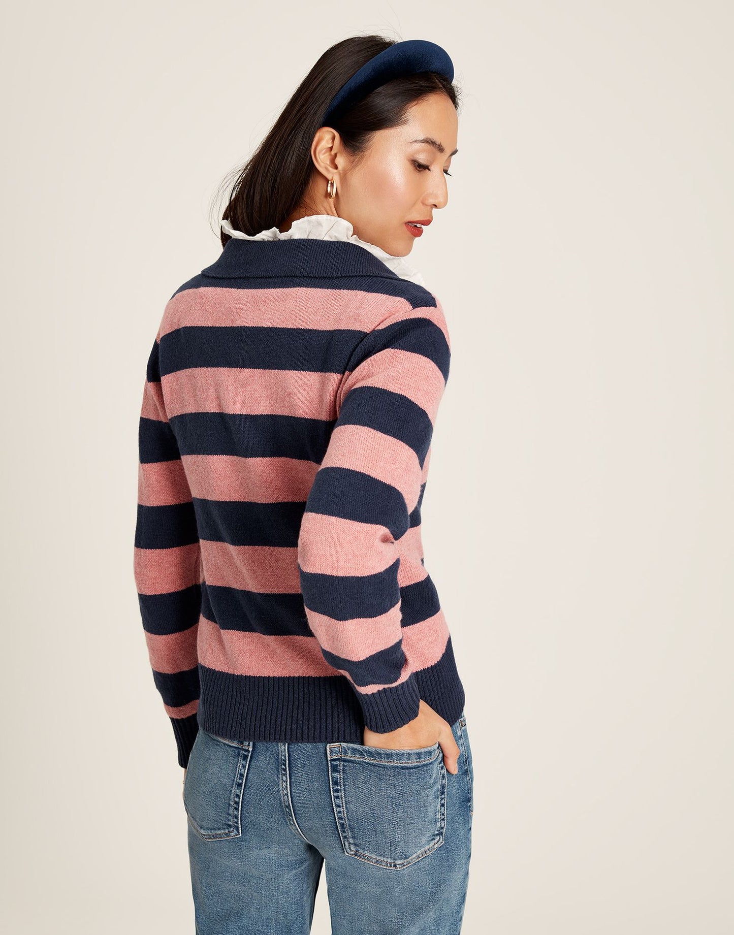 Joules Maddie Striped V Neck Jumper