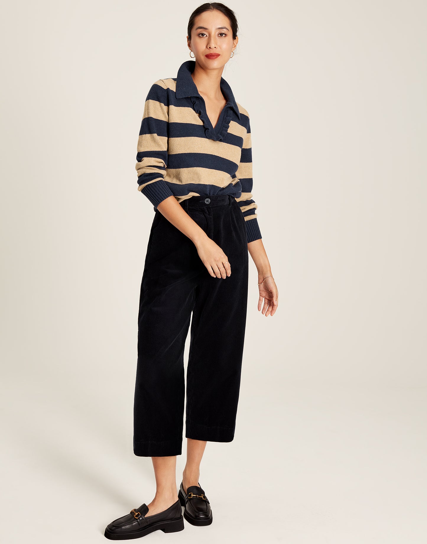 Joules Maddie Striped V Neck Jumper