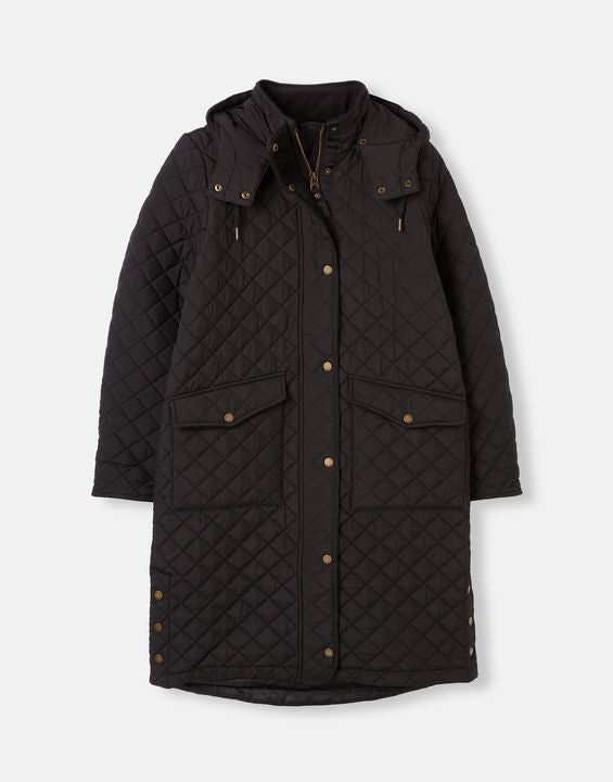 Joules Chatsworth Showerproof Diamond Quilt Coat with Hood