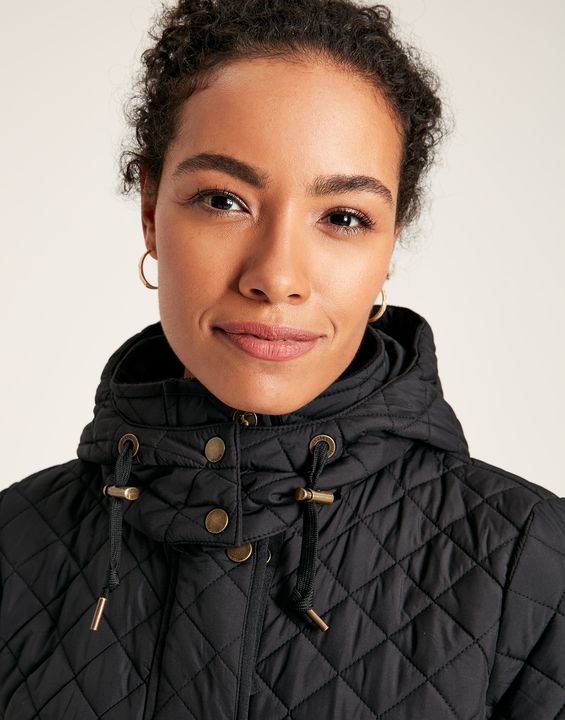 Joules Chatsworth Showerproof Diamond Quilt Coat with Hood