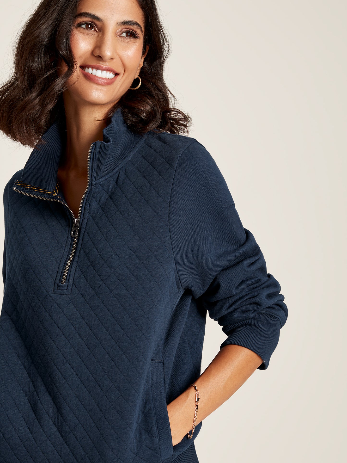 Joules Anisa Quilted Zip Sweat Top