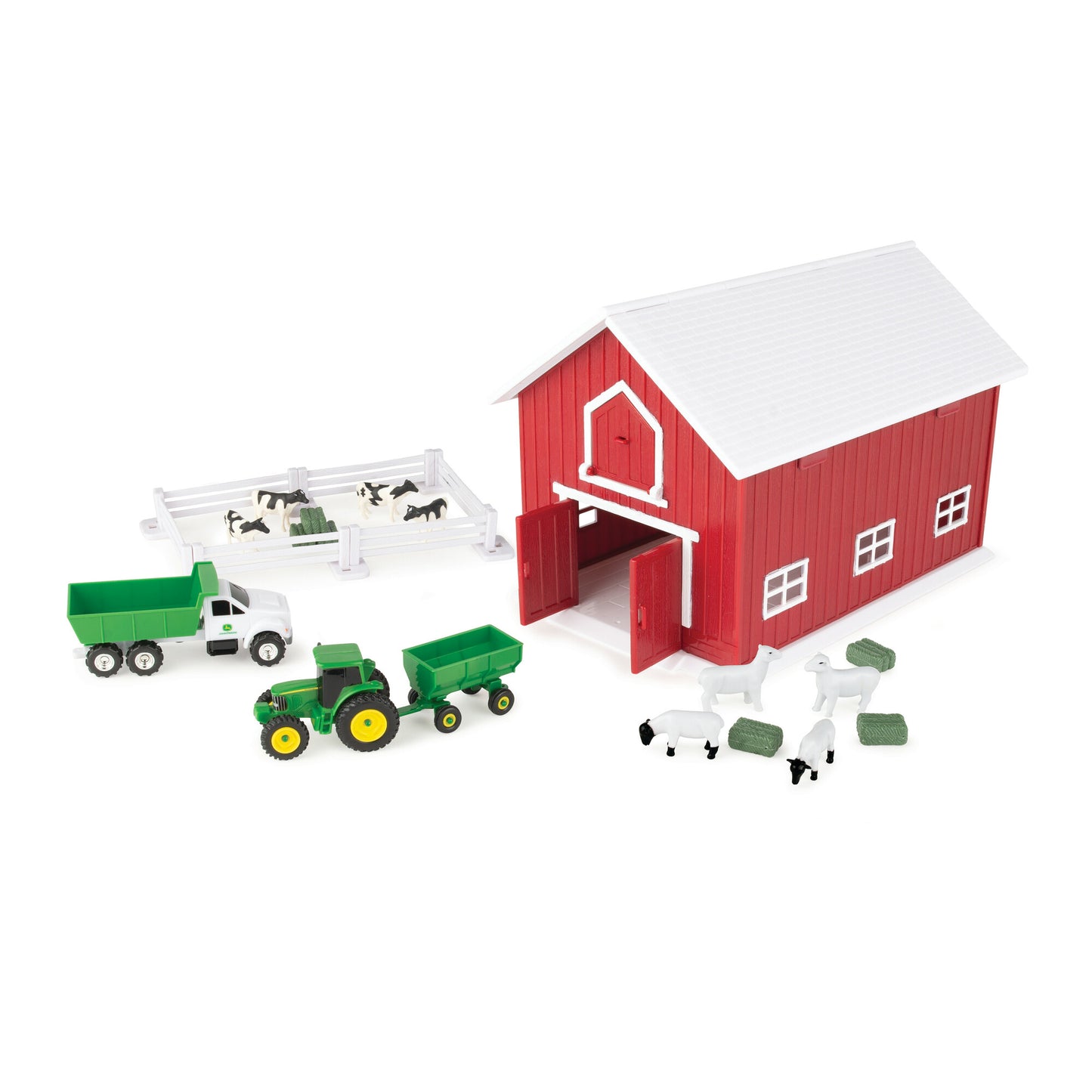 Britains 1:64 John Deere 24 Piece Farm Playset With Red Barn