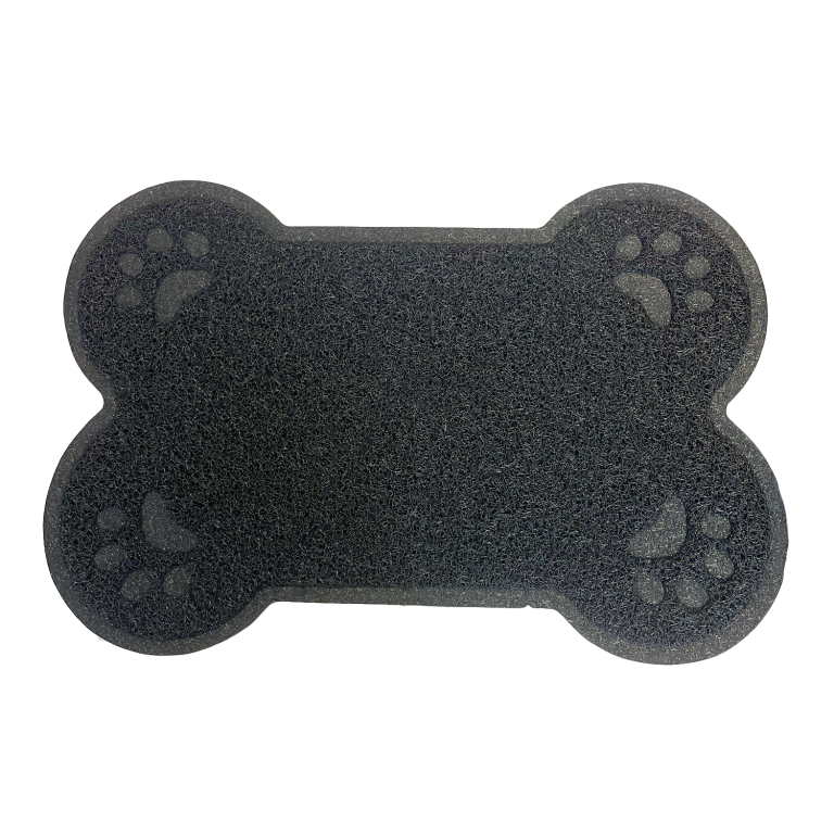 Happy Pet Dog Bone Shaped Pet Feeding Mat Black