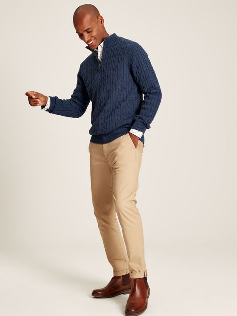 Joules Cable Knit Zip Neck Jumper