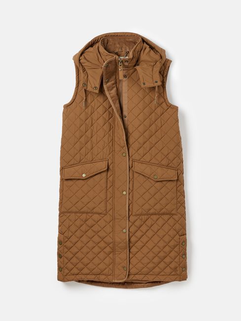 Joules Chatsworth Showerproof Longline Diamond Quilted Gilet