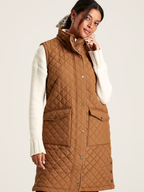 Joules Chatsworth Showerproof Longline Diamond Quilted Gilet