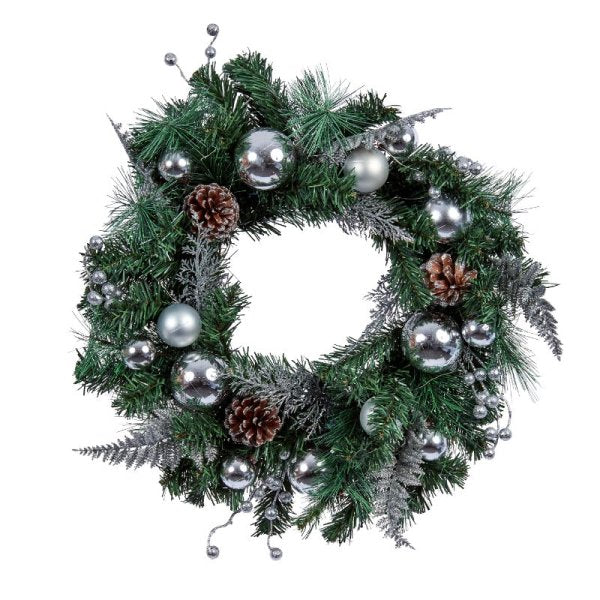 Three Kings Baubly Wreath - Silver - 40cm