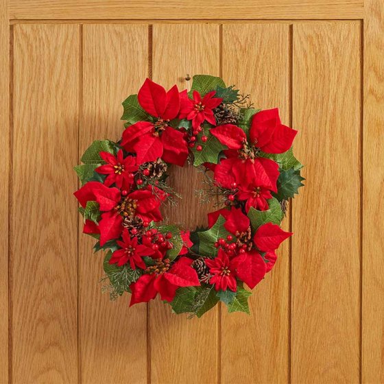 Three Kings Poinsettia Wreath - 40cm