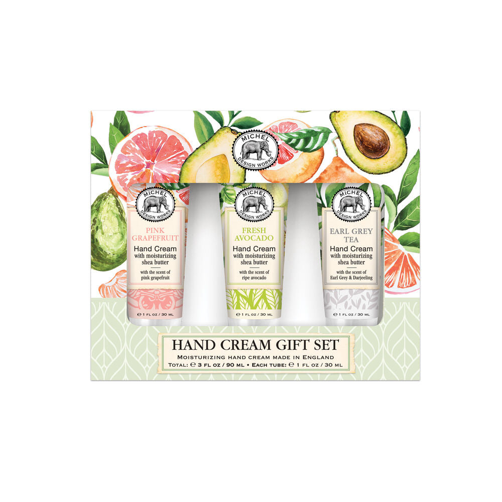 Michel Design Works Small Hand Cream Gift Set: Pink Grapefruit, Fresh Avocado, Earl Grey Tea