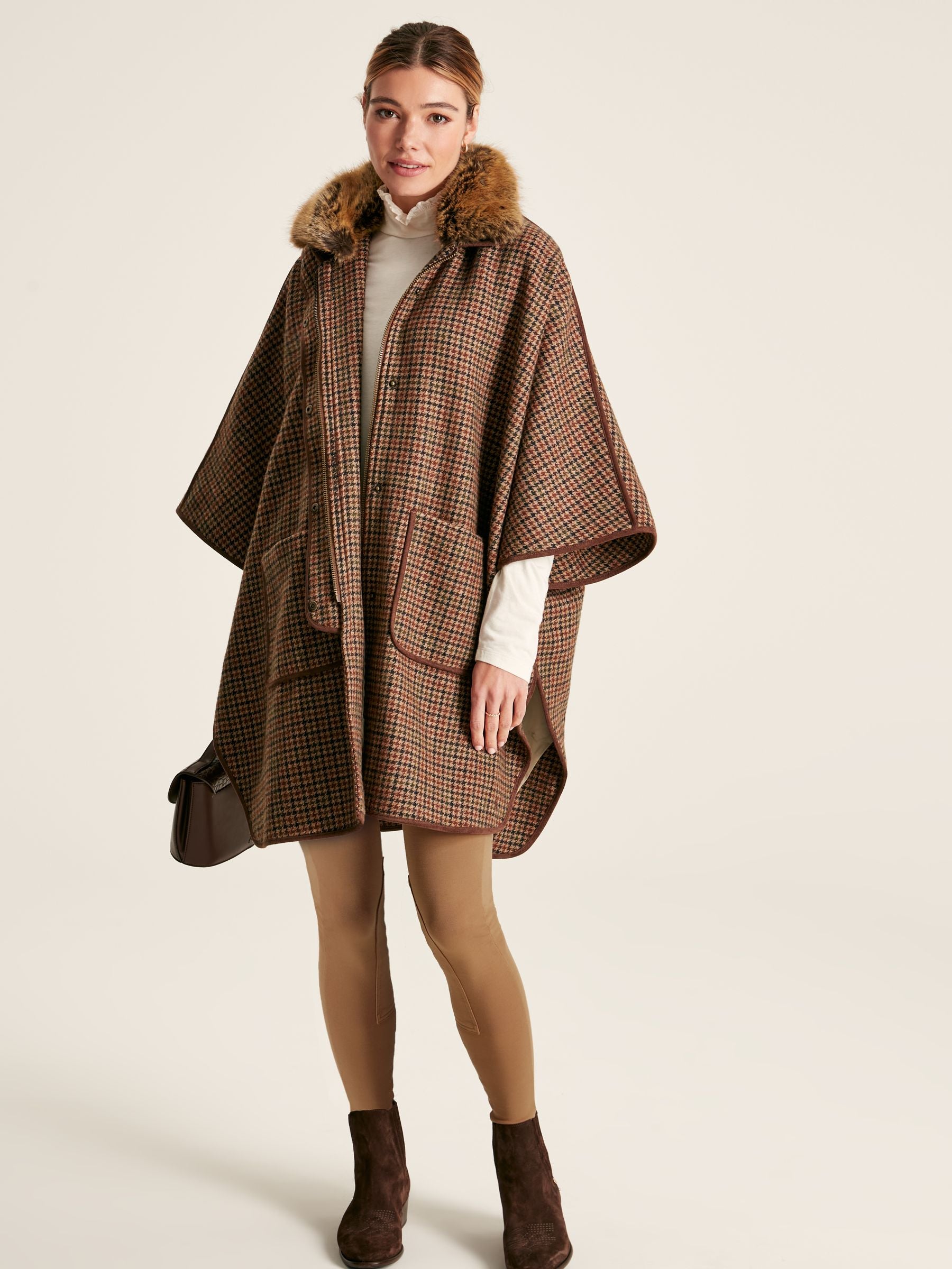 Joules Sandringham Luxe Tweed Cape with Removable Fur Trim – Sam Turner ...