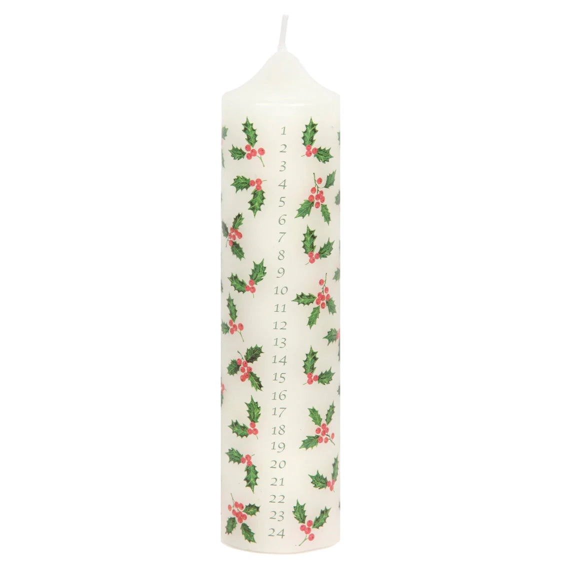 Talking Tables Christmas Holly Pillar Advent Candle