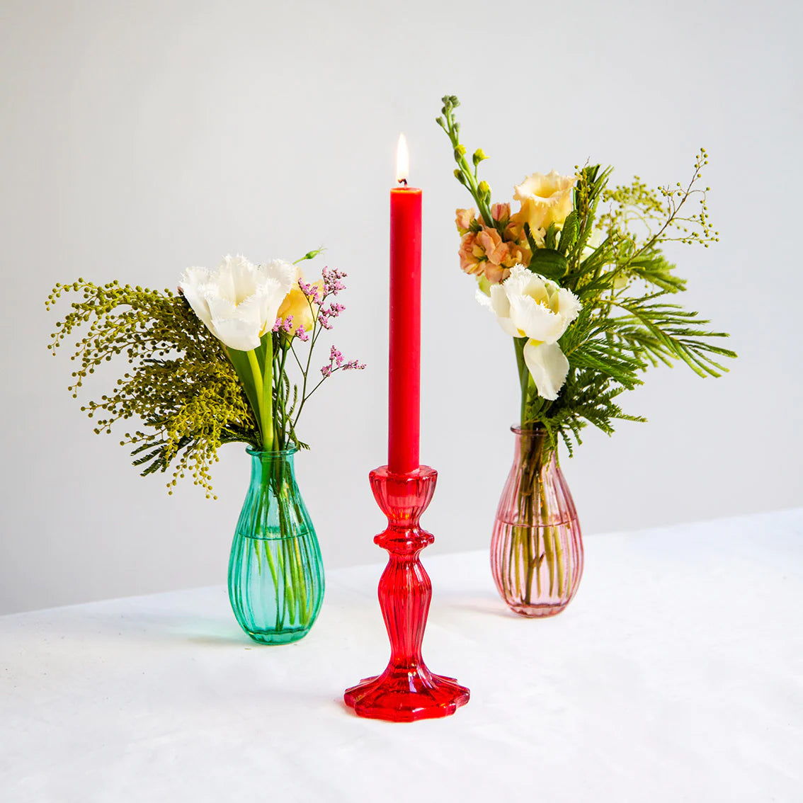 Talking Tables Boho Red Glass Candlestick Holder