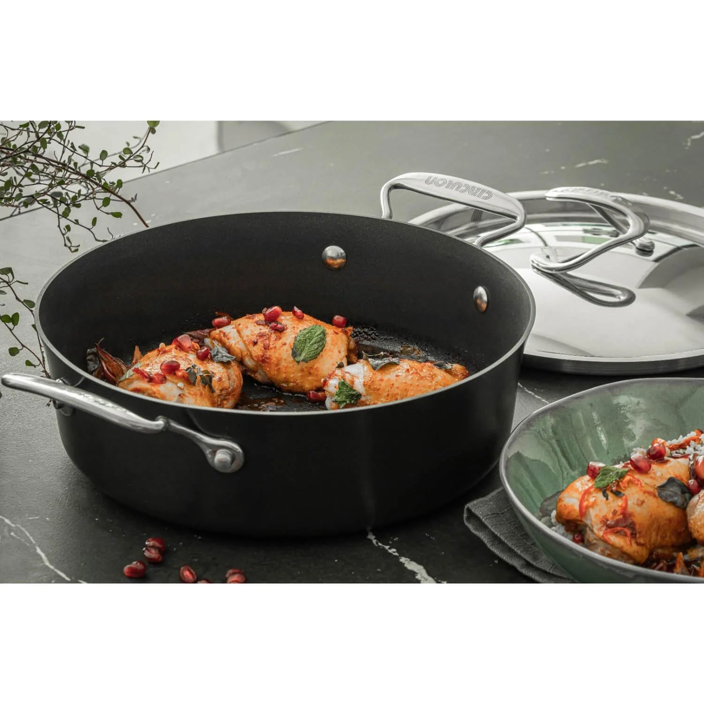 Circulon Style Hard Anodised Sauteuse Pan 20cm