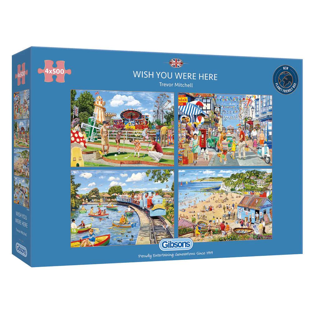 Gibsons Wish You Were Here 4 x 500 Piece Jigsaw Puzzle