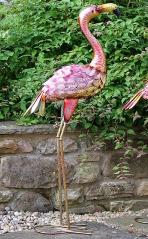 Greenkey Hand Painted Metal Flamingo Decorative Figure