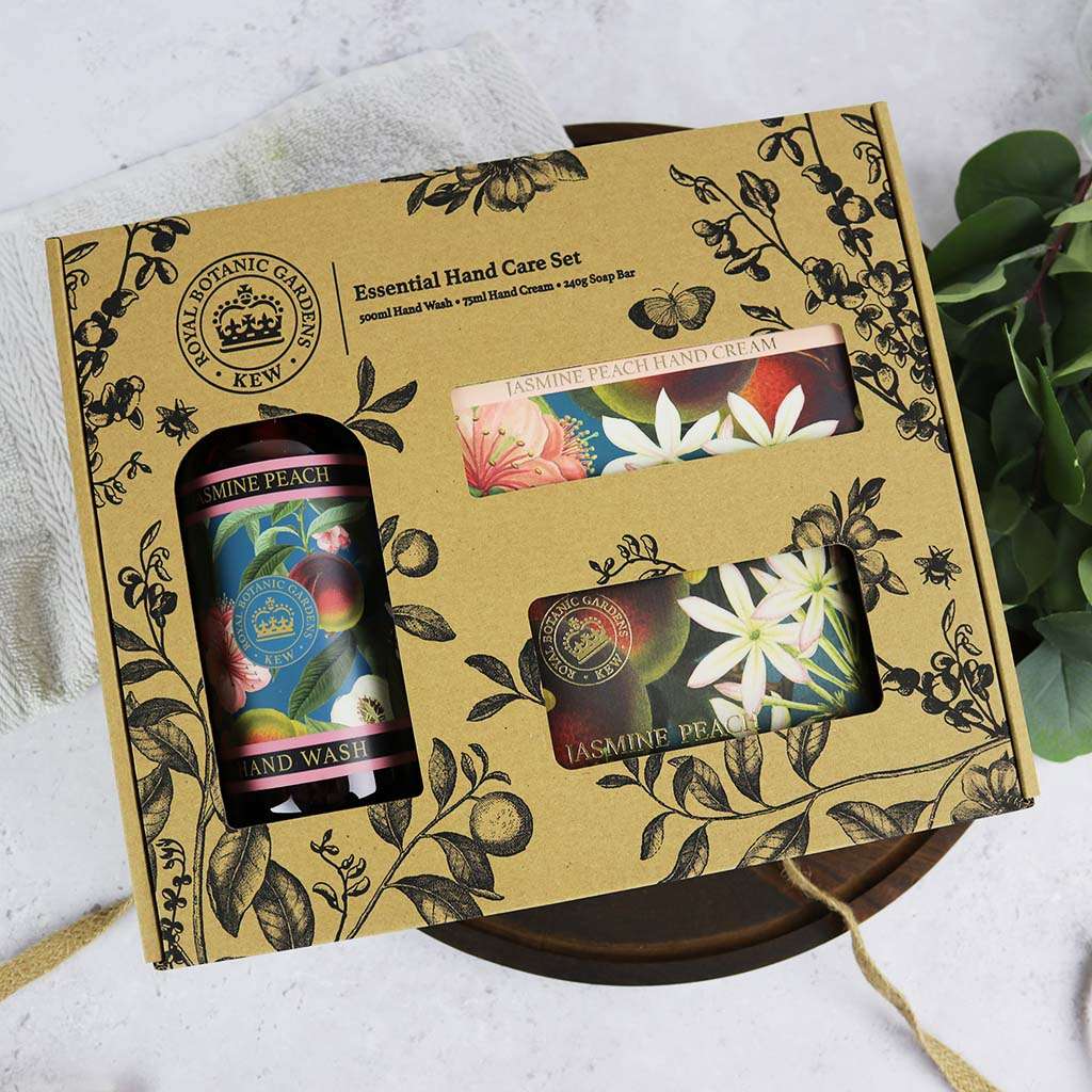 English Soap Company Kew Gardens Jasmine Peach Essential Hand Care Set Gift Box