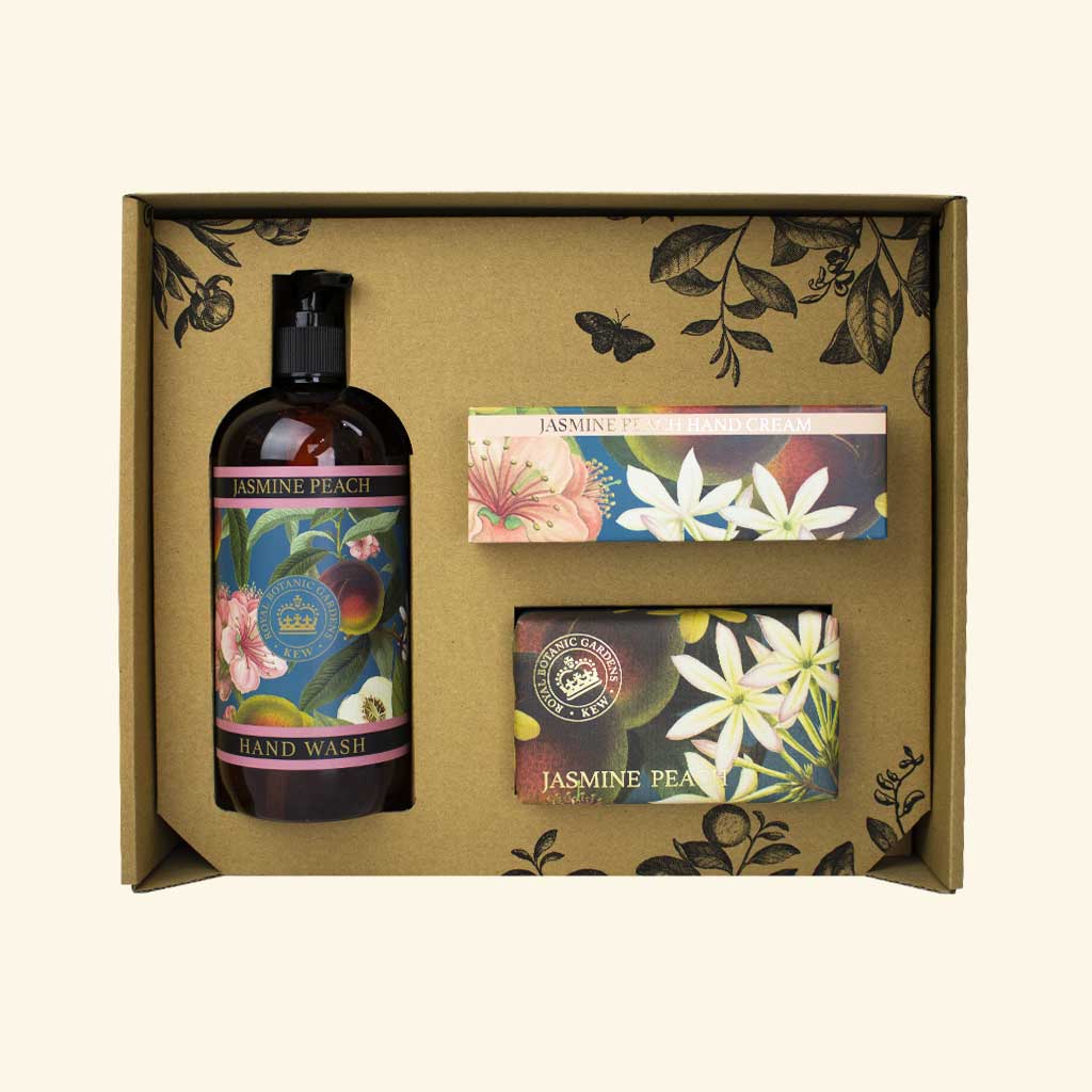 English Soap Company Kew Gardens Jasmine Peach Essential Hand Care Set Gift Box