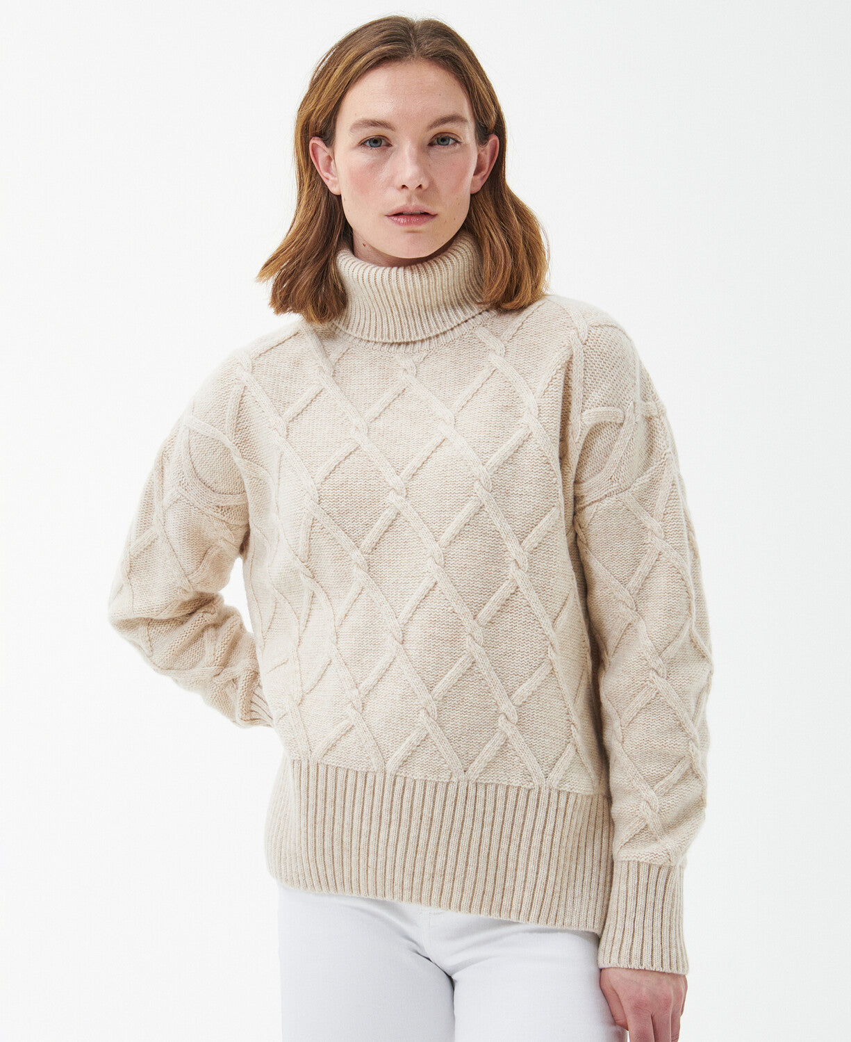 Roll Neck Deep V Knitted Jumper