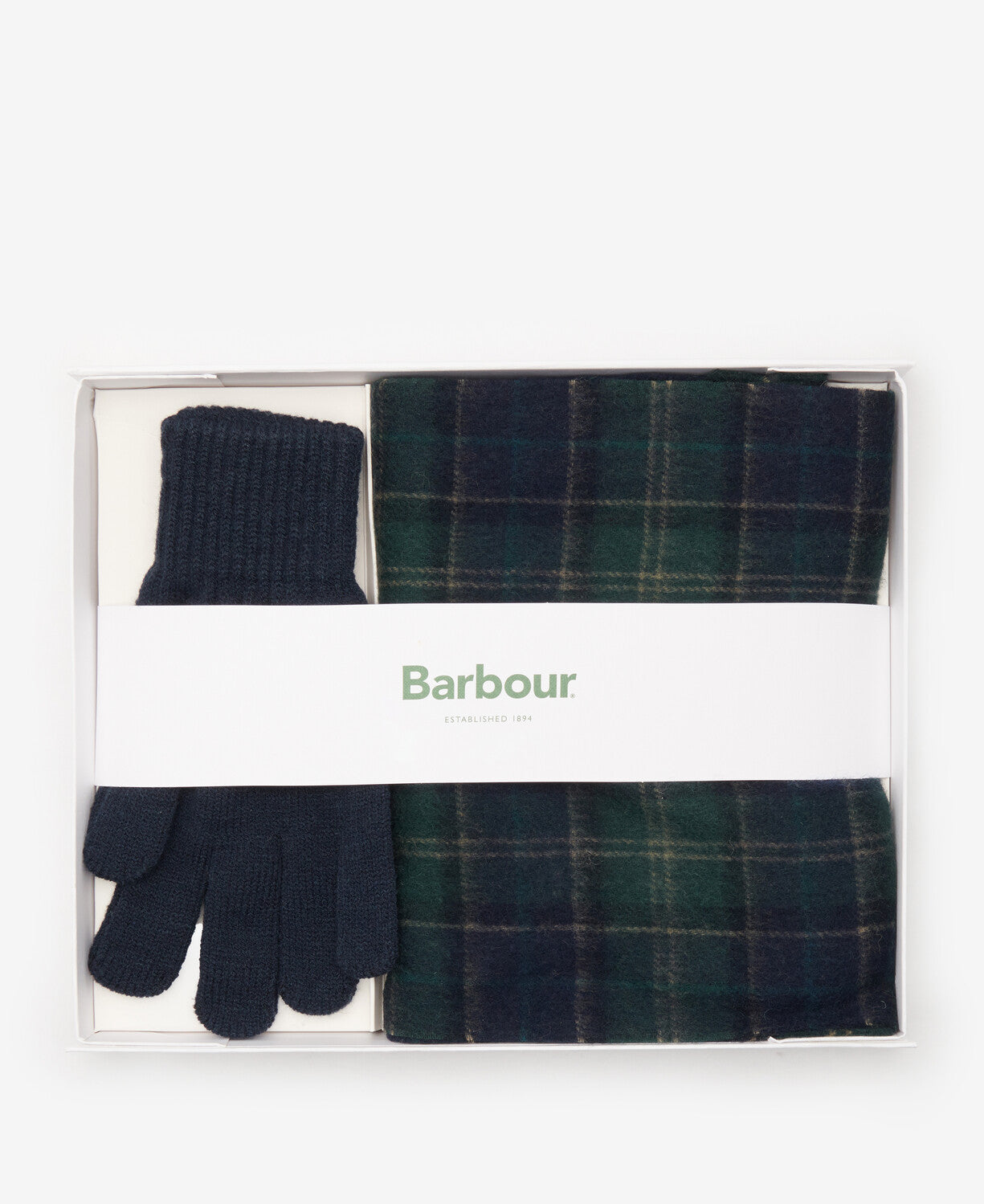 Barbour Tartan Scarf and Glove Gift Set - Green