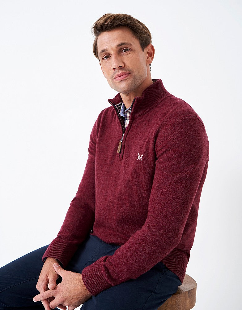 Crew Clothing Merino Cashmere Zip-Neck Jumper