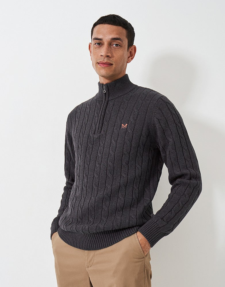 Crew Clothing Oarsman Cable Knit Half Zip Jumper