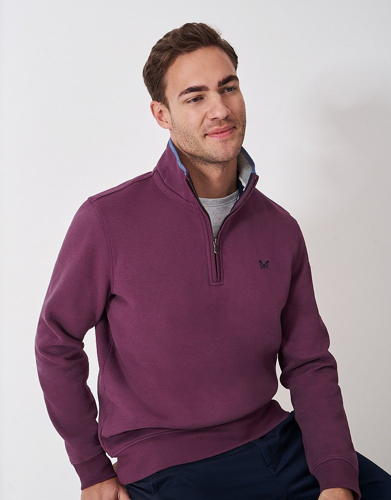 Crew Clothing Classic Half Zip Sweatshirt - Mulberry