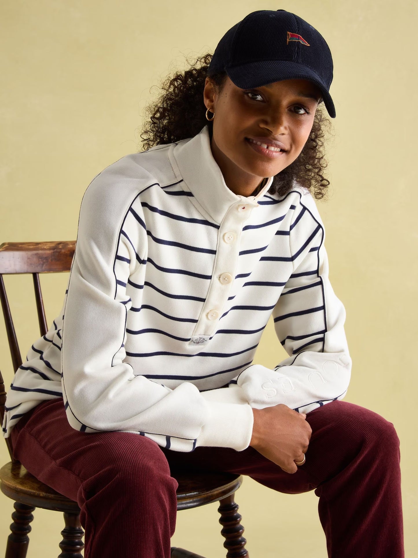 Joules Southwold Button Down Striped Sweatshirt