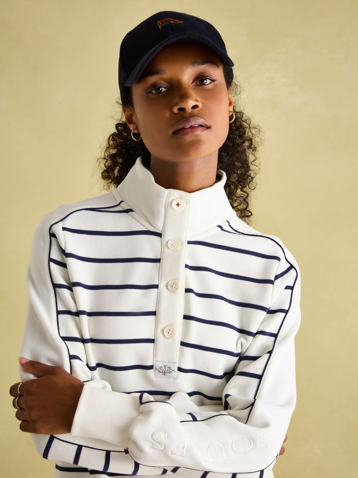 Joules Southwold Button Down Striped Sweatshirt