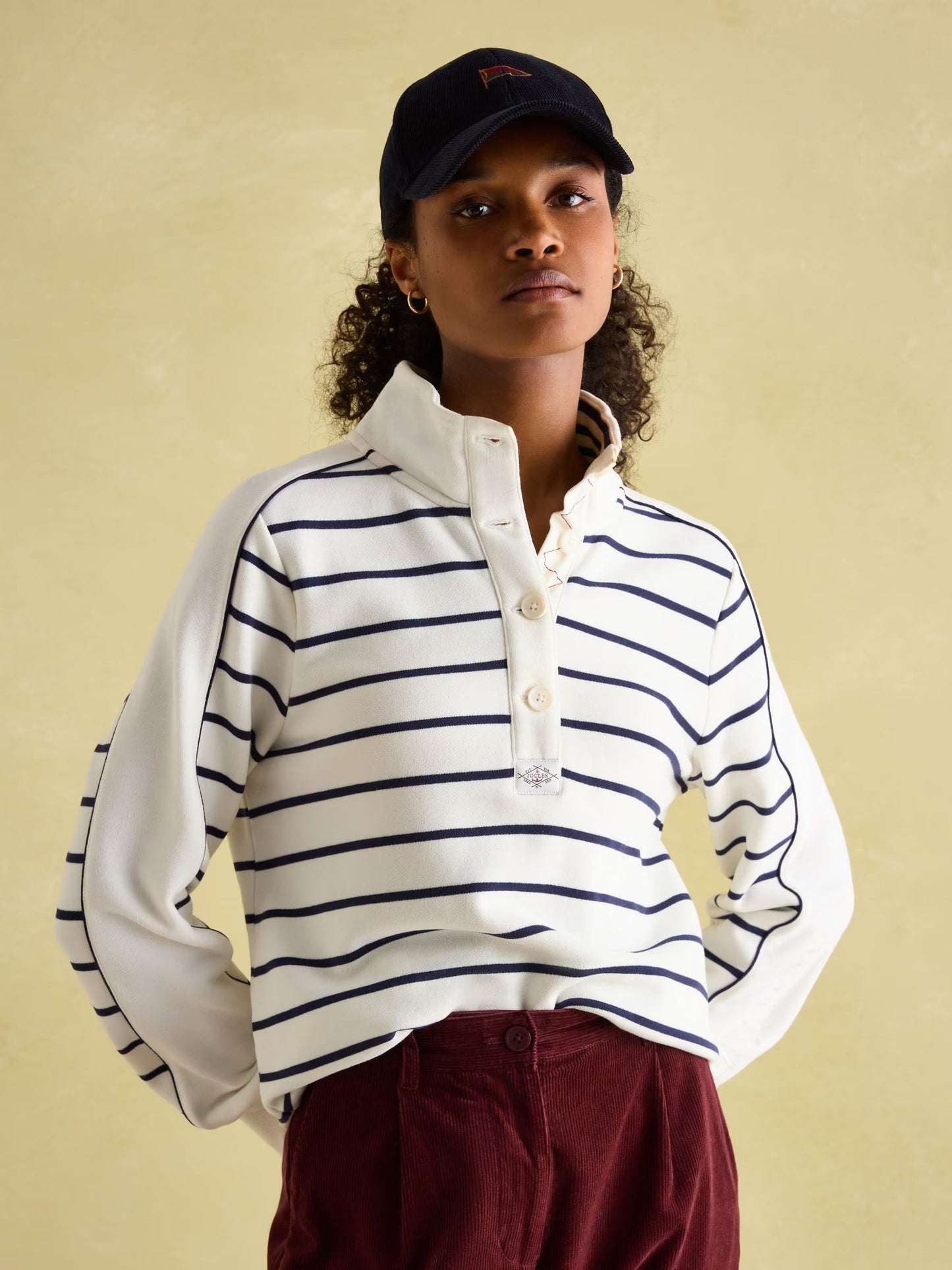 Joules Southwold Button Down Striped Sweatshirt