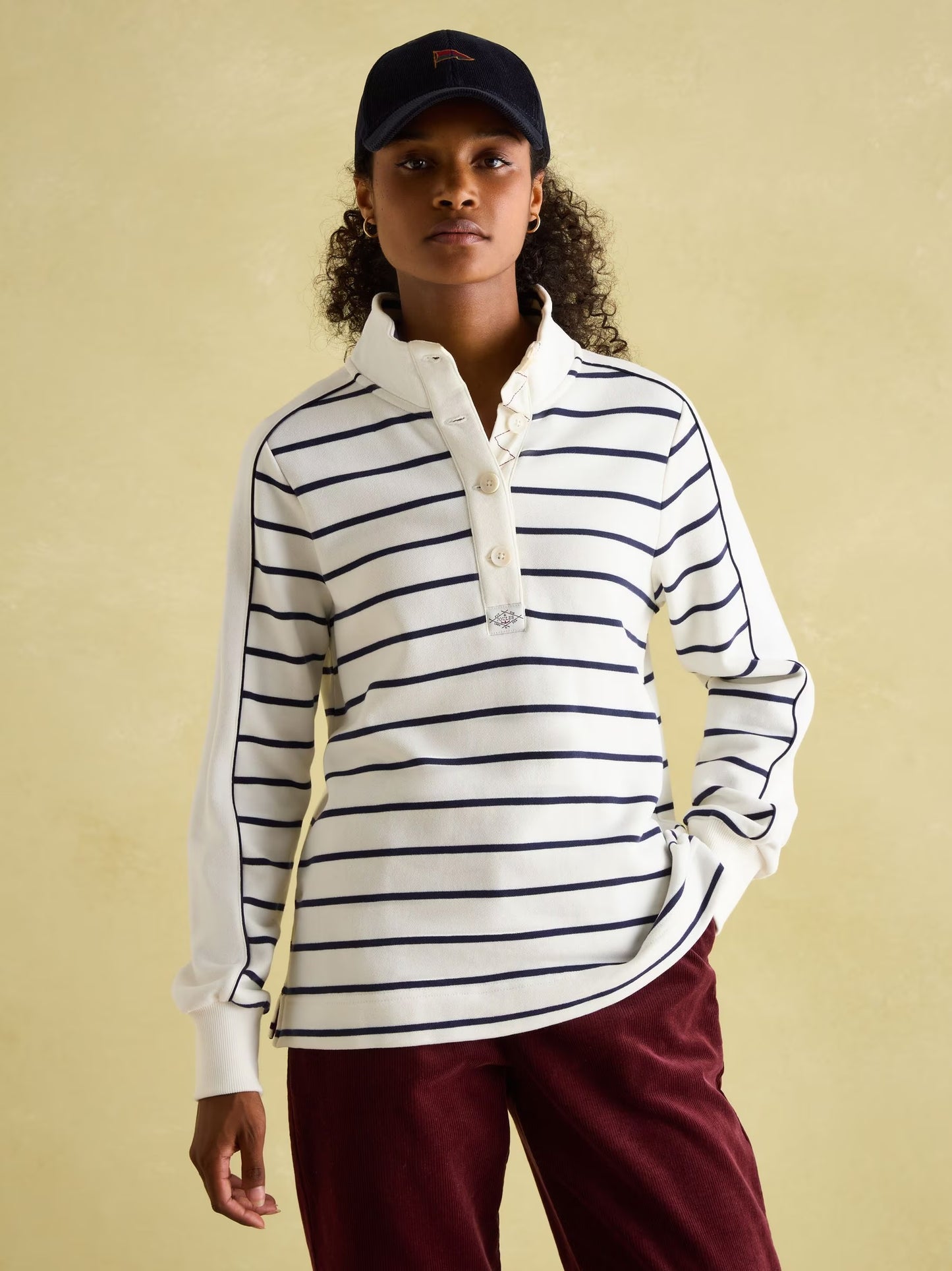 Joules Southwold Button Down Striped Sweatshirt