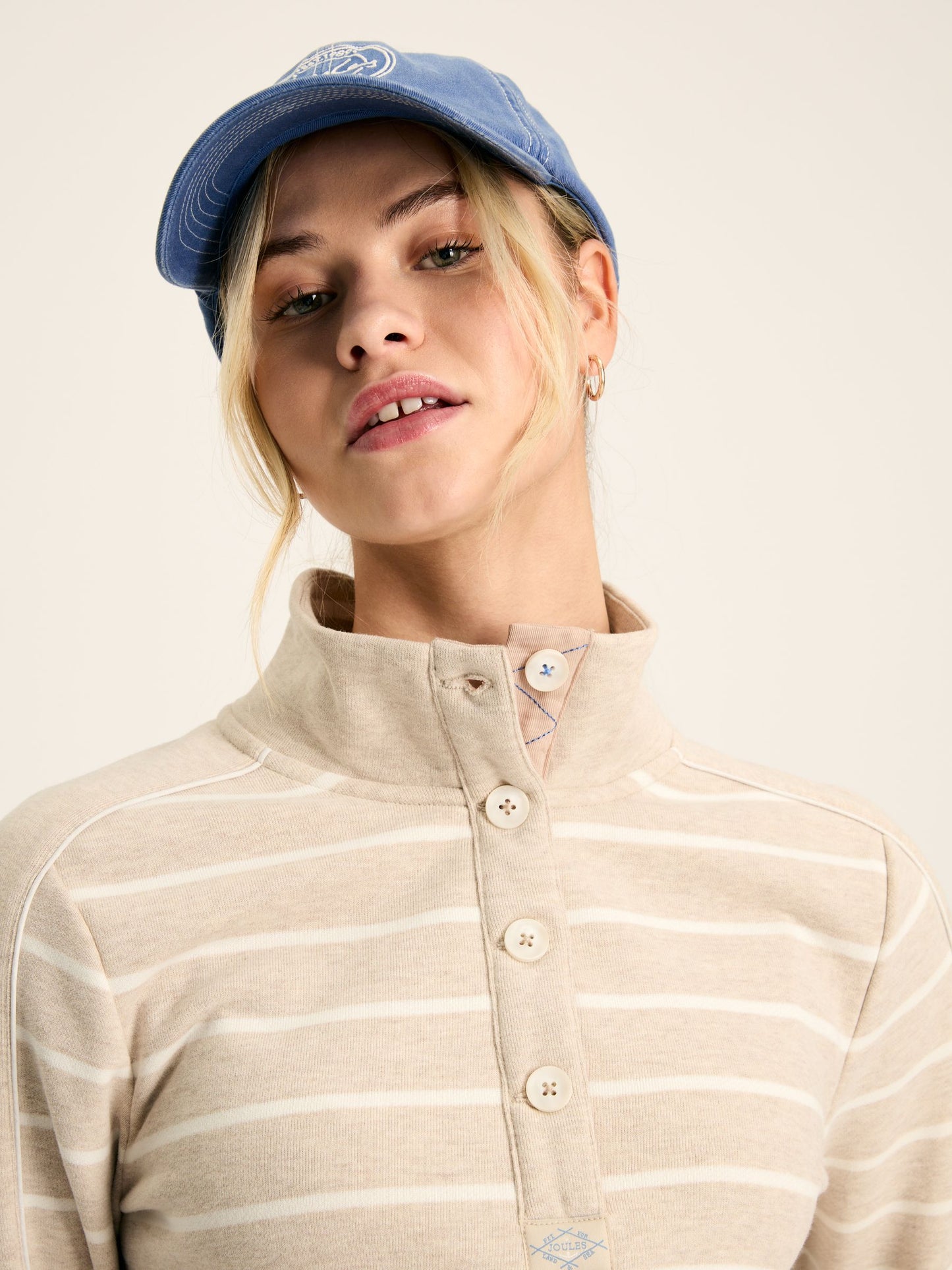 Joules Southwold Button Down Striped Sweatshirt