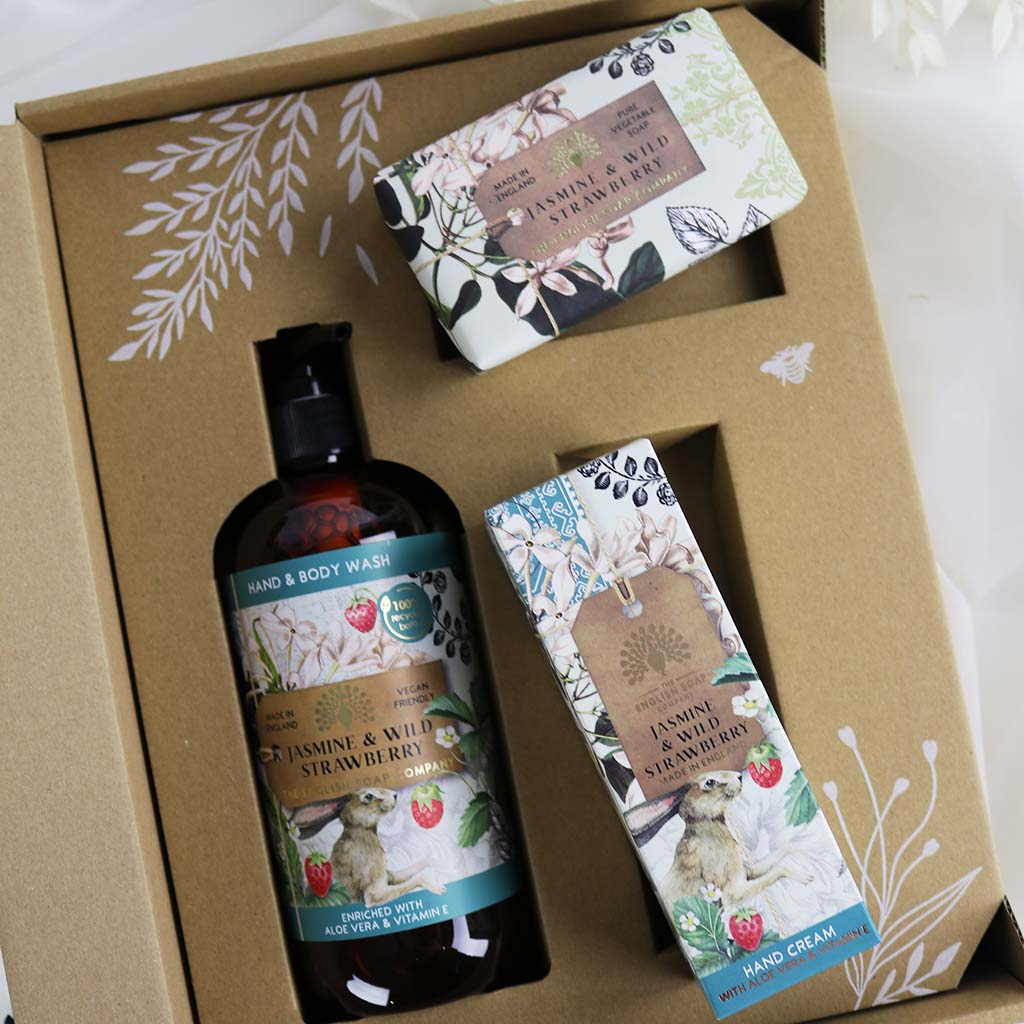 English Soap Company Anniversary Hand & Body Gift Set Jasmine & Wild Strawberry