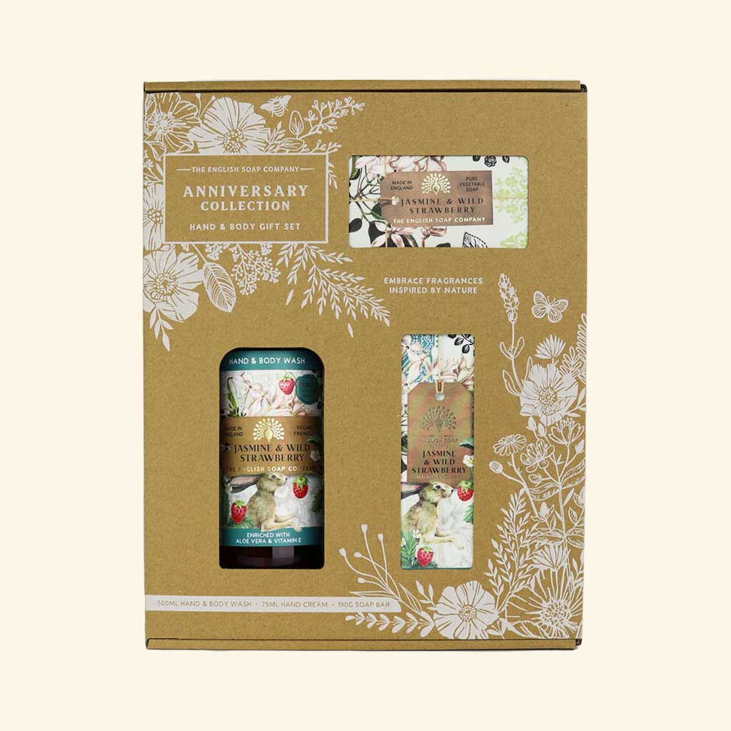 English Soap Company Anniversary Hand & Body Gift Set Jasmine & Wild Strawberry