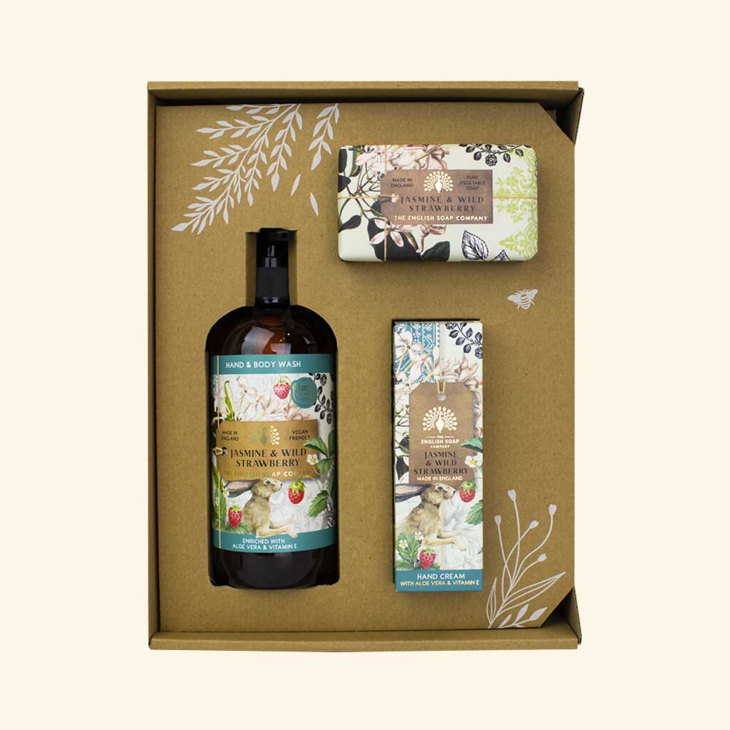 English Soap Company Anniversary Hand & Body Gift Set Jasmine & Wild Strawberry