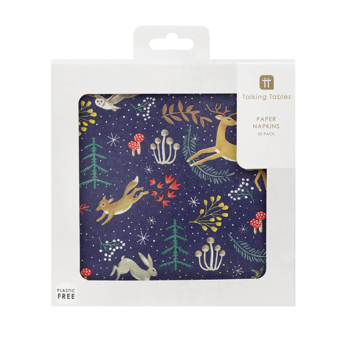 Talking Tables Woodland Flora & Fauna Dark Blue Paper Napkins 20-Pack