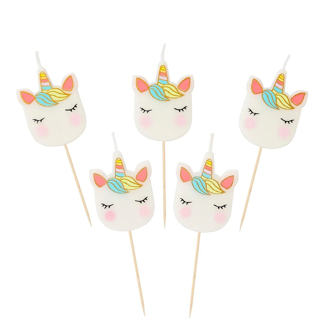 Talking Tables We Heart Unicorns Cake Candles 5-Pack