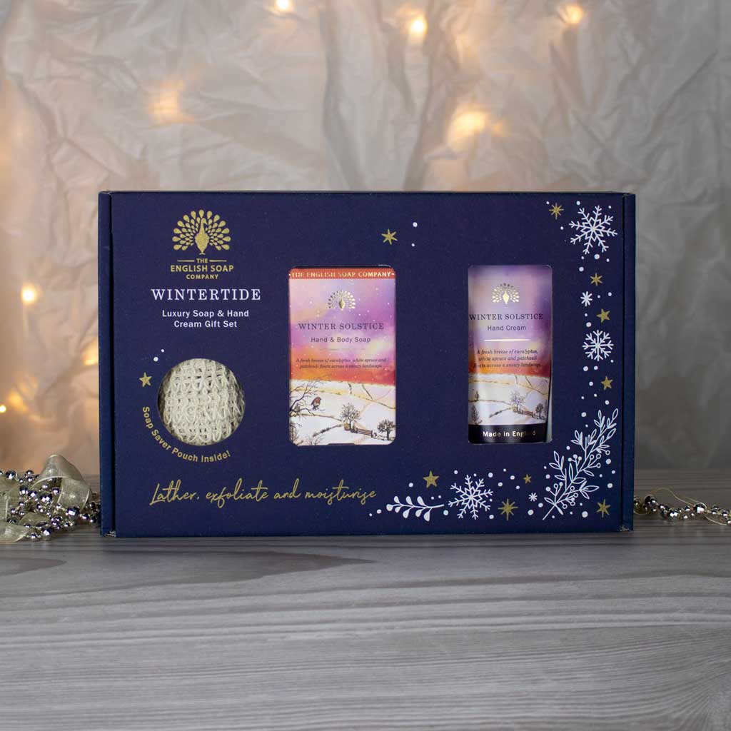 English Soap Company Wintertide Winter Solstice Luxury Soap and Hand Cream Gift Set