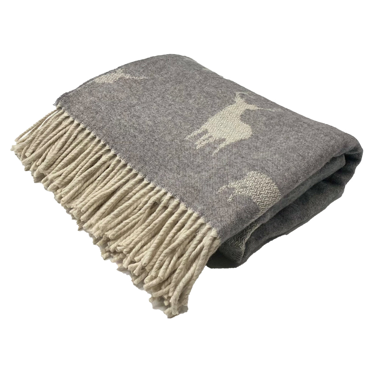 The Isle Mill Stag Throw - Grey