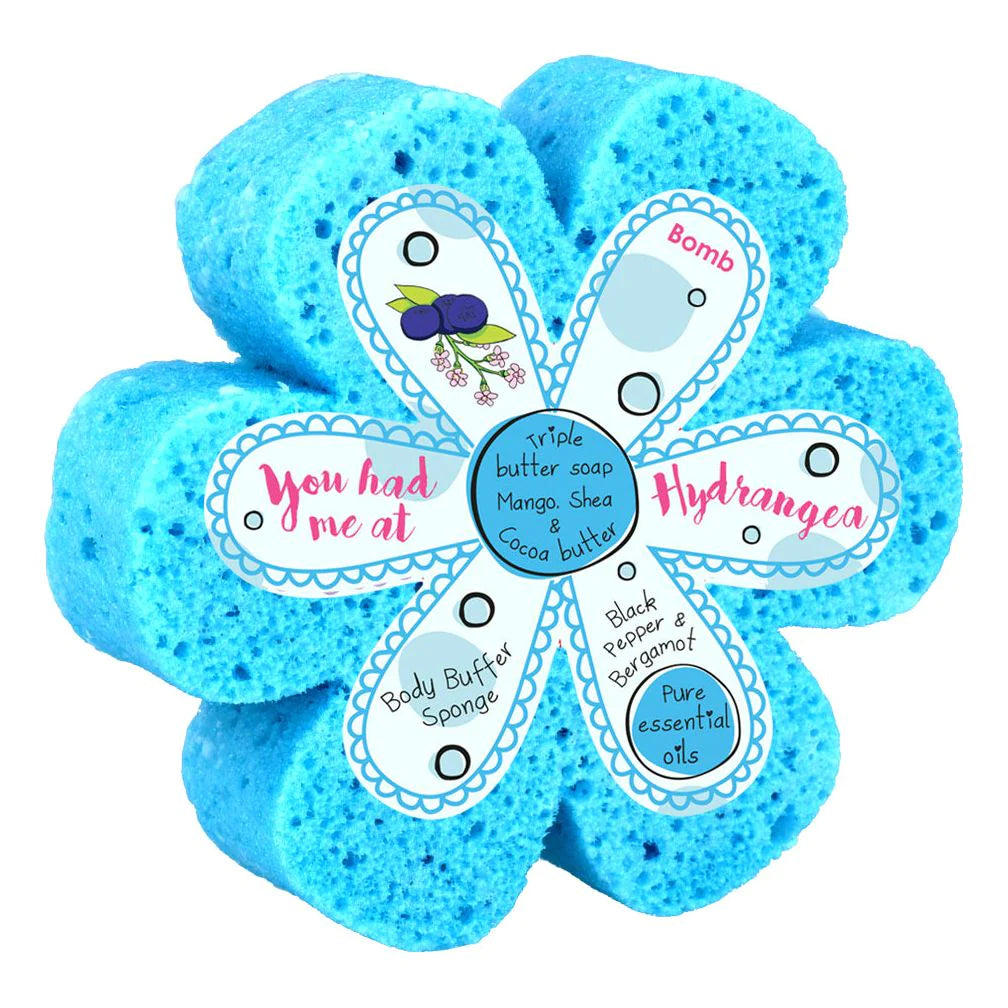 Bomb Cosmetics You Had Me At Hydrangea Body Buffer Shower Sponge