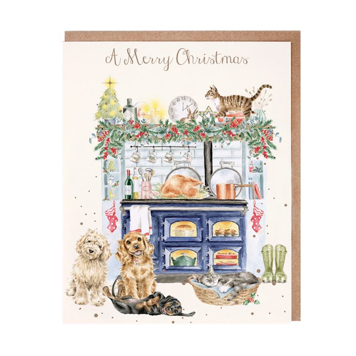 Wrendale The Country Christmas Kitchen Dog and Cat Christmas Card Pack