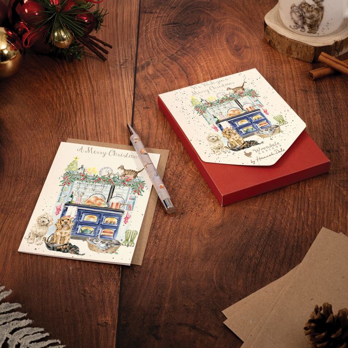 Wrendale The Country Christmas Kitchen Dog and Cat Christmas Card Pack