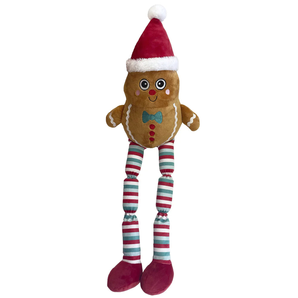 Happy Pet Dog Toy Squeaky Long Legs Gingerbread Man