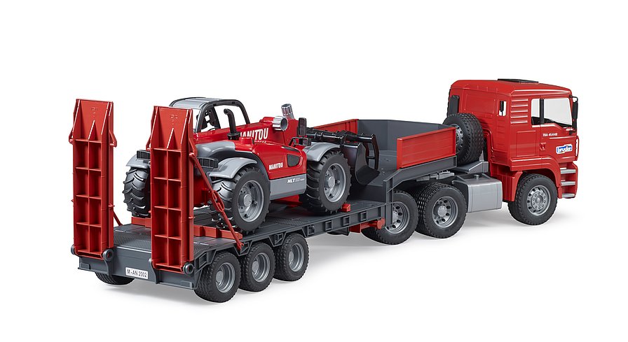 Bruder MAN TGA Low Loader Truck with Manitou Telehandler