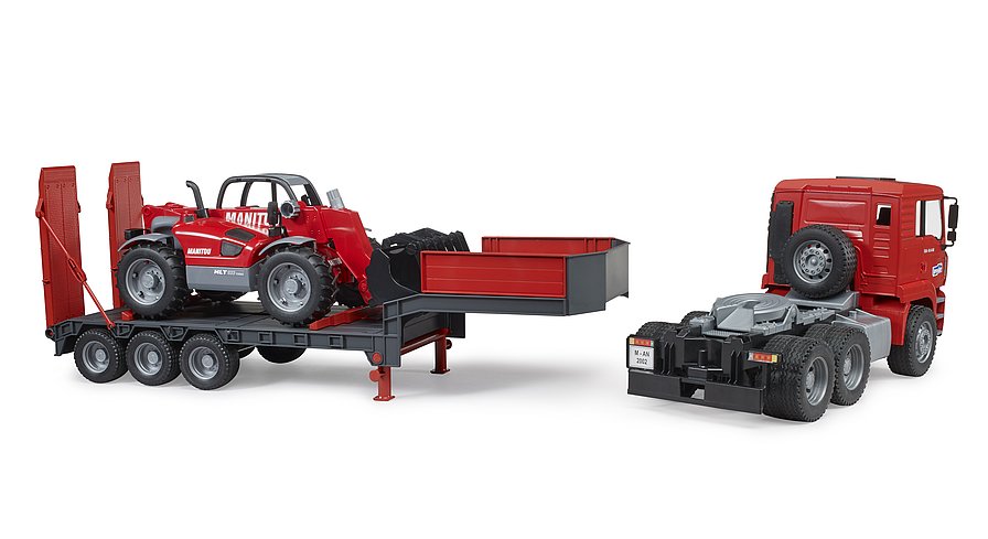 Bruder MAN TGA Low Loader Truck with Manitou Telehandler