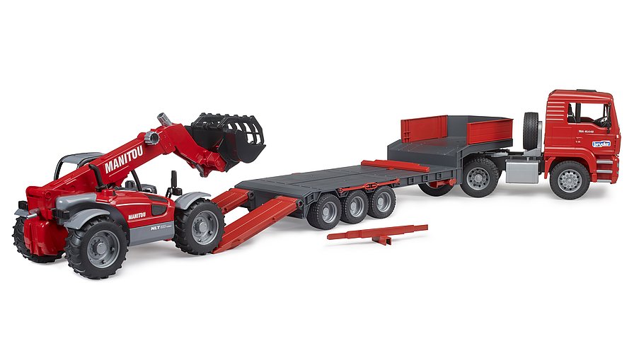 Bruder MAN TGA Low Loader Truck with Manitou Telehandler