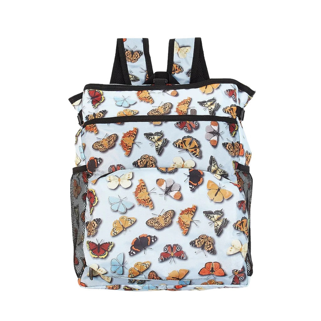 Eco Chic Lightweight Foldable Backpack Cooler Wild Butterflies Blue