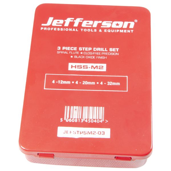 Jefferson 3 Piece M2 Step Drill Set