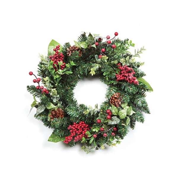 Premier 50cm Cotoneaster Wreath Glitter with Bay Leaf