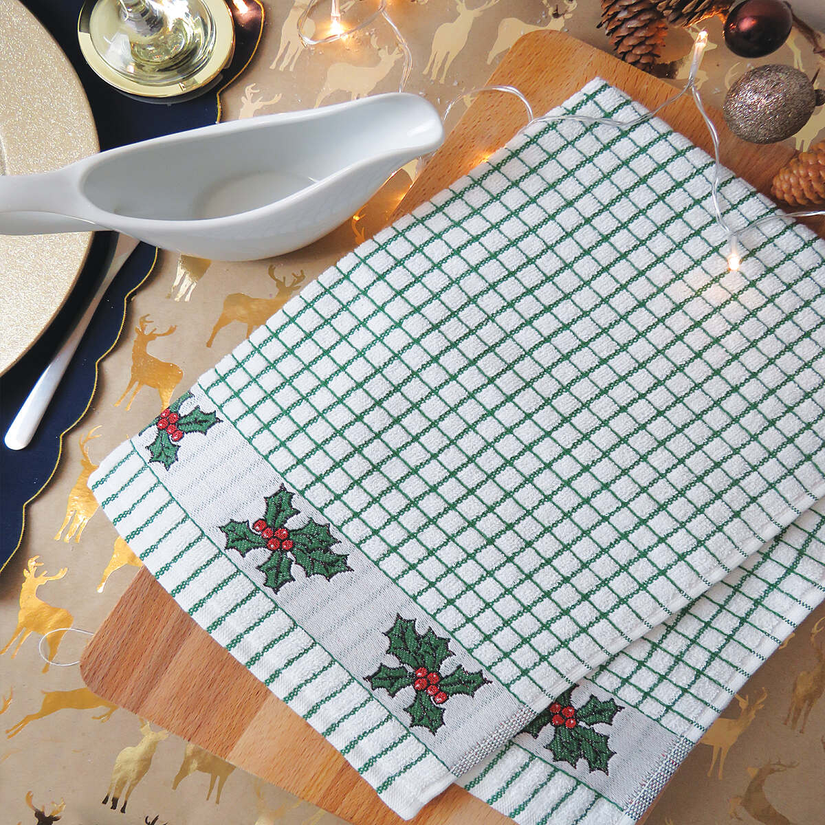 Samuel Lamont Poli-Dri Jacquard Holly Tea Towel